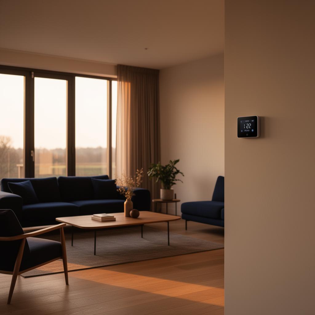 Modern verhuurd interieur met slimme thermostaat