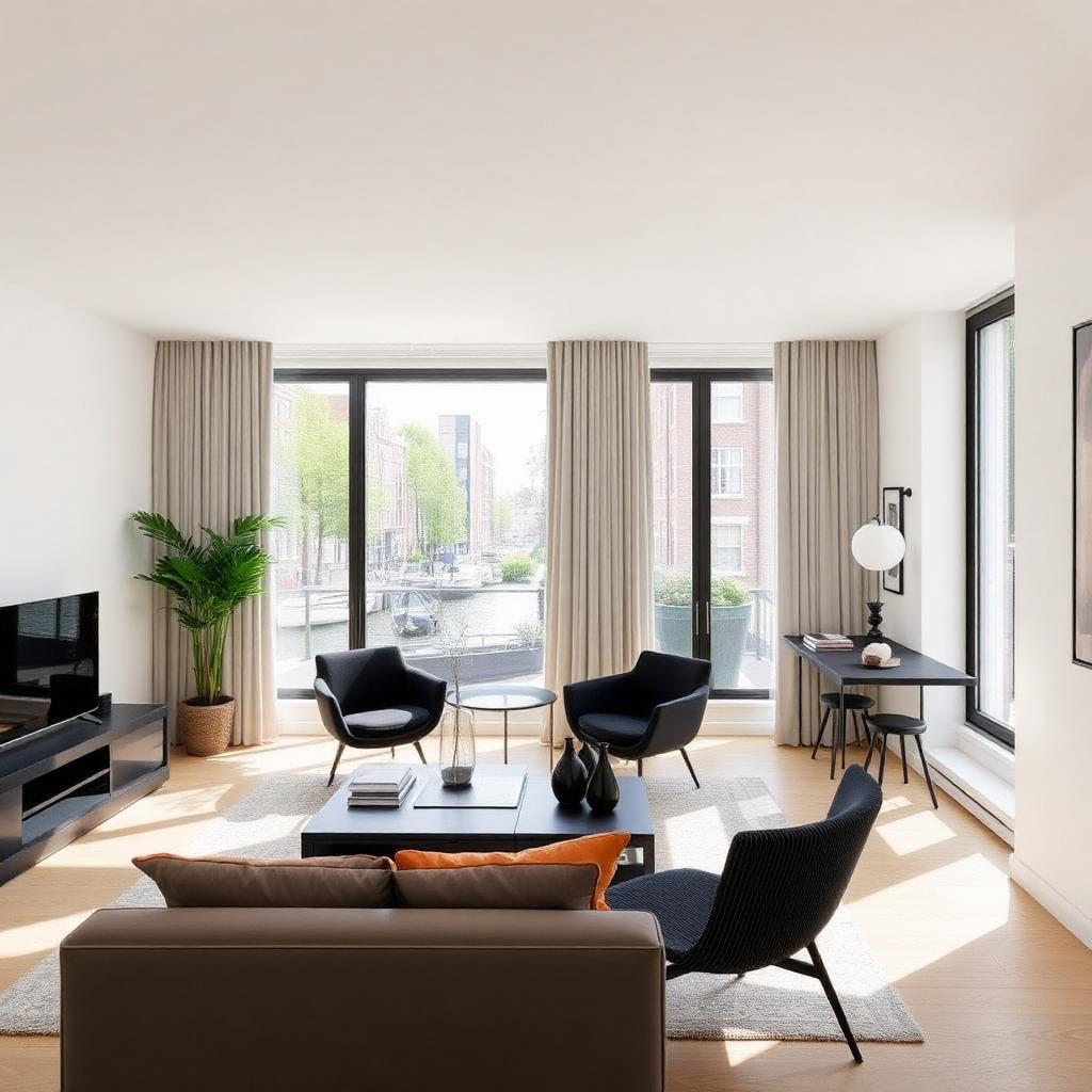 Modern Amsterdams appartement met grachtuitzicht